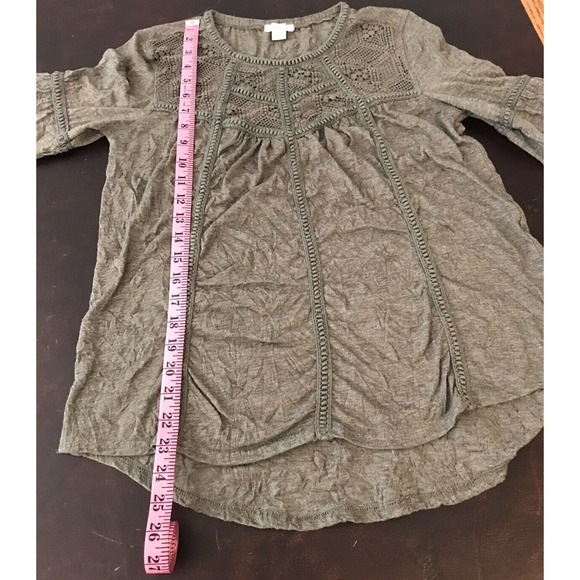 Sundance Women's Long-Sleeve Royal Rosie Olivenight Green Crinkle Top - Small - Picture 9 of 10